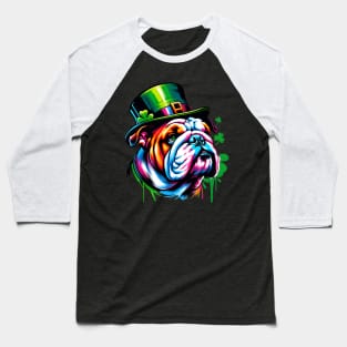 English Bulldog Celebrating Saint Patrick's Day Baseball T-Shirt